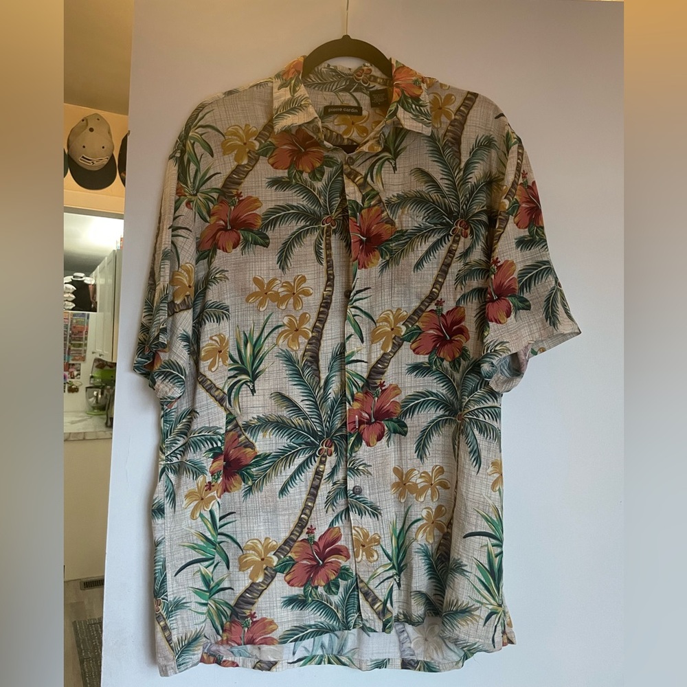 Pierre Cardian Hawaiian print button down